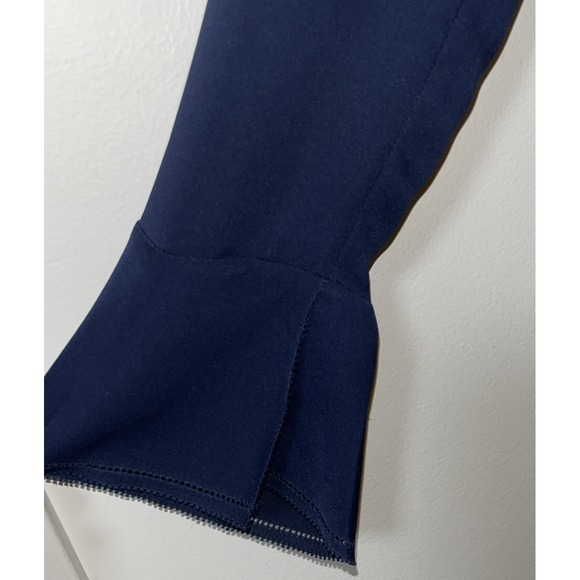 Joie Women's Top XS Blue Silk Vneck  Long Sleeve Flutter Bell Cuff Back Pleat - Picture 3 of 9